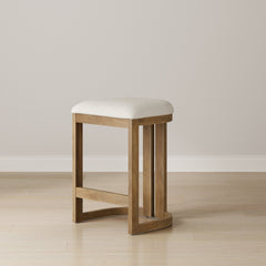 Barrel Wooden Backless Bar Stool Light Brown