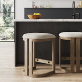 Barrel Wooden Backless Bar Stool Light Brown
