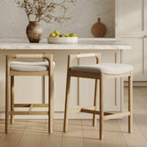 Modern Wooden Upholstered Low Back Counter Stool Light Brown (Set of 2)