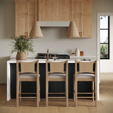 Seagrass Back Arched Footrest Counter Height Bar Stool (Set of 3)