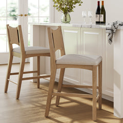 Seagrass Back Arched Footrest Counter Height Bar Stool