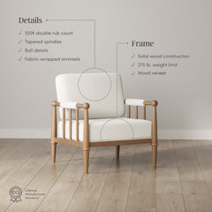 Bohemian Boucle Accent Chair with Arm Cream Boucle