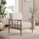 Bohemian Boucle Accent Chair with Arm Cream Boucle