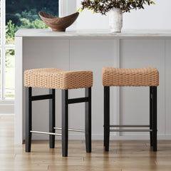 Seagrass Counter Height Bar Stools Black (Set of 2)