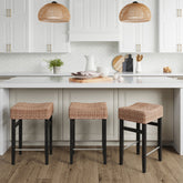 Seagrass Counter Height Bar Stools Black (Set of 3)