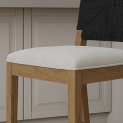 Boucle & Seagrass Counter Height Bar Stools Black (Set of 4)