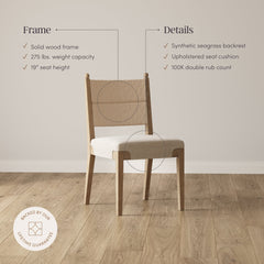 Boho Natural Flax & Seagrass Dining Chair (Set of 6)