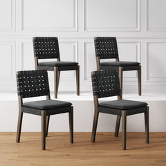 Faux Suede Dining Chairs Black (Set of 4)