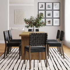 Faux Suede Dining Chairs Black (Set of 6)