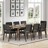 Faux Suede Dining Chairs Black (Set of 8)