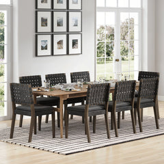 Faux Suede Dining Chairs Black (Set of 8)
