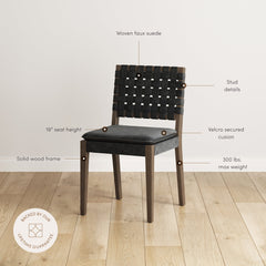 Faux Suede Dining Chairs Black (Set of 8)