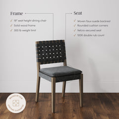 Faux Suede Dining Chairs Black (Set of 4)