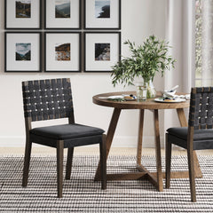 Faux Suede Dining Chair Black (Set of 2)