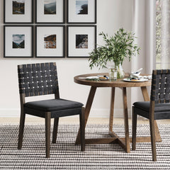 Faux Suede Dining Chair Black (Set of 2)
