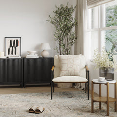Boucle Fabric & Metal Accent Chair