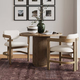 Boucle Dining Chair w/ Curved Back and Arm Light Brown (Set of 2)