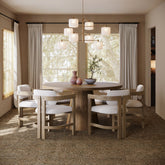 Boucle Dining Chair w/ Curved Back and Arm Light Brown (Set of 6)