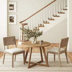 Boucle & Seagrass Dining Chair Light Brown (Set of 2)