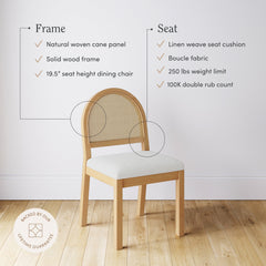 Boucle & Rattan Dining Chairs Warm Pine (Set of 6)