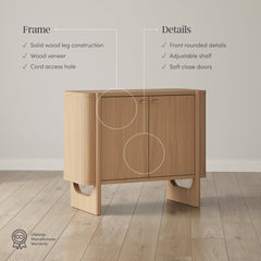 Mid-Century Modern Wood U-Shaped Leg Credenza Raw Oak (Set of 2)
