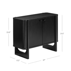 Mid-Century Modern Solid Wood Accent Cabinet Black
