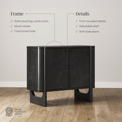 Mid-Century Modern Solid Wood Accent Cabinet Black