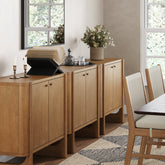 Mid-Century Modern Wood U-Shaped Leg Credenza Light Brown (Set of 3)