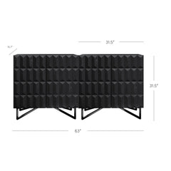 Contemporary Credenza Storage with Textured Front Black Oak (Set of 2)