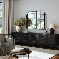 Contemporary Credenza Storage with Textured Front Black Oak (Set of 4)
