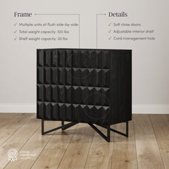 Contemporary Credenza Storage with Textured Front Black Oak (Set of 4)