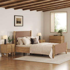 Modern Curved Wood Dresser and Nightstand Set (3-Piece)