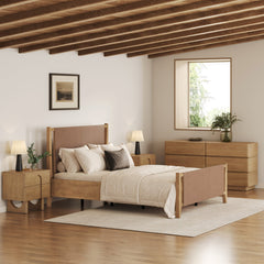 Modern Curved Wood Dresser and Nightstand Set (4-Piece)