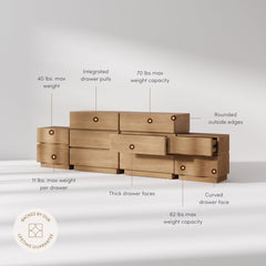 Modern Wooden Dresser and Scalloped Nightstand Set (4-Piece)