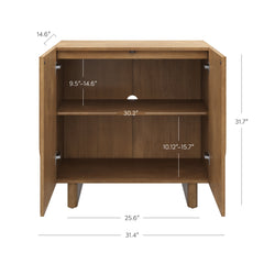Mid Century Style Credenza with Geometric Carved Doors Light Brown