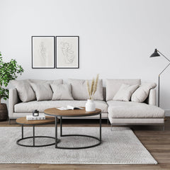 Round Nesting Coffee Table Set Reclaimed Oak