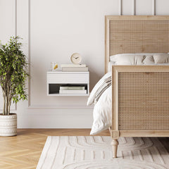Mid-Century Floating Drawer Nightstand White