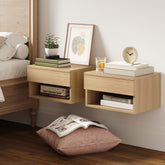 Mid-Century Floating Nightstands Light Oak (Set of 2)