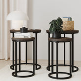 Nesting Round End Table Set Black/Nutmeg (Set of 2)