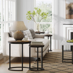 Nesting Round End Table Set Black/Nutmeg (Set of 2)