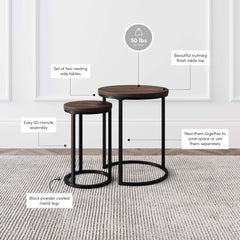 Nesting Round End Table Set Black/Nutmeg (Set of 2)