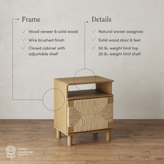 Boho Seagrass Storage Nightstands (Set of 2)