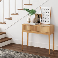 Mid-Century Fluted 2-Drawer Console Table