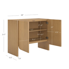 Mid Century Modern Rounded Wood Accent Cabinet Raw Oak