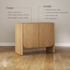 Rounded Wood Accent Cabinet or Large Credenza Raw Oak (Set of 4)