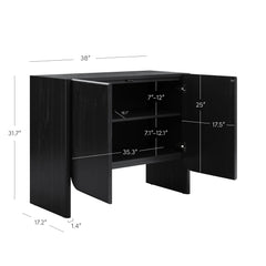 Mid Century Modern Wood Cabinet Black Oak