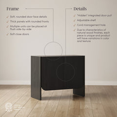 Rounded Wood Accent Cabinet or Large Credenza Black Oak (Set of 4)