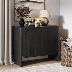 Mid Century Modern Wood Cabinet Black Oak