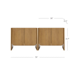 Arched Wood Accent Cabinet or Kitchen Credenza Light Brown (Set of 2)