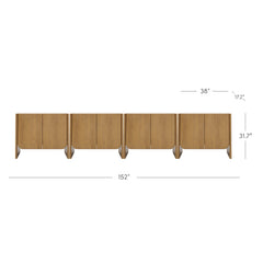 Arched Wood Accent Cabinet or Large Credenza Light Brown (Set of 4)